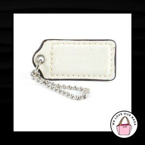 2" Medium COACH White PATENT LEATHER Nickel Key Fob Bag Charm Keychain Hang Tag